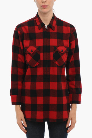 ARCHIVE Buffalo Checked POPOVER Overshirt with Double Breast Pocket and Half Zip
