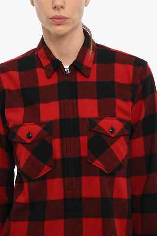 ARCHIVE Buffalo Checked POPOVER Overshirt with Double Breast Pocket and Half Zip