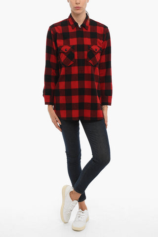 ARCHIVE Buffalo Checked POPOVER Overshirt with Double Breast Pocket and Half Zip