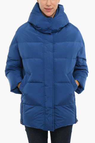Solid Color AURORA PUFFY Down Jacket with Removable Hood and Hidden Closure