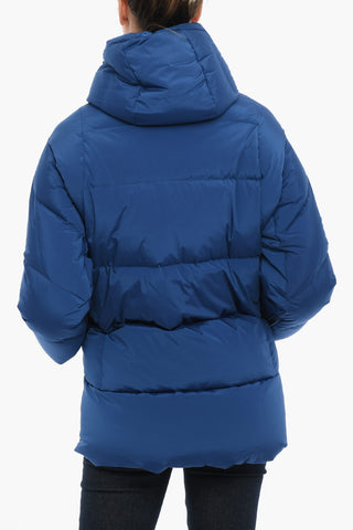 Solid Color AURORA PUFFY Down Jacket with Removable Hood and Hidden Closure