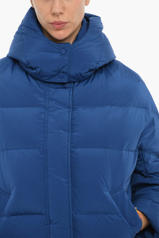 Solid Color AURORA PUFFY Down Jacket with Removable Hood and Hidden Closure