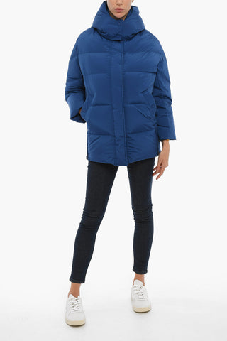 Solid Color AURORA PUFFY Down Jacket with Removable Hood and Hidden Closure