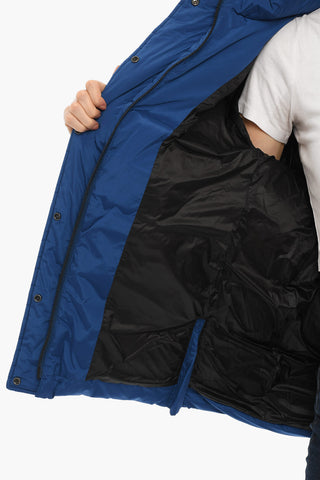 Solid Color AURORA PUFFY Down Jacket with Removable Hood and Hidden Closure
