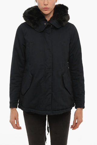 PENN-RICH Parka in Tinta Unita Imbottito con Bordo Staccabile in Eco-Pelliccia