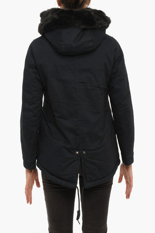 PENN-RICH Parka in Tinta Unita Imbottito con Bordo Staccabile in Eco-Pelliccia