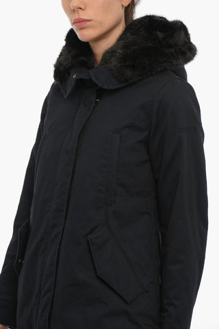 PENN-RICH Parka in Tinta Unita Imbottito con Bordo Staccabile in Eco-Pelliccia