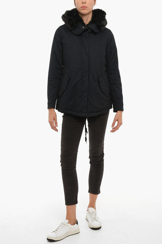 PENN-RICH Parka in Tinta Unita Imbottito con Bordo Staccabile in Eco-Pelliccia