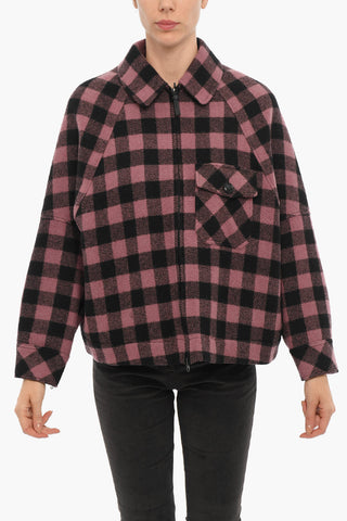 Two-Tone Buffalo Checked Jacket with Zip Closure and Breast Pocket