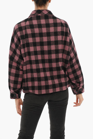 Two-Tone Buffalo Checked Jacket with Zip Closure and Breast Pocket