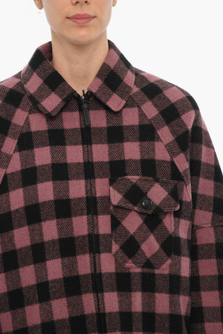 Two-Tone Buffalo Checked Jacket with Zip Closure and Breast Pocket