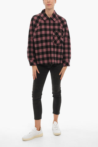 Two-Tone Buffalo Checked Jacket with Zip Closure and Breast Pocket