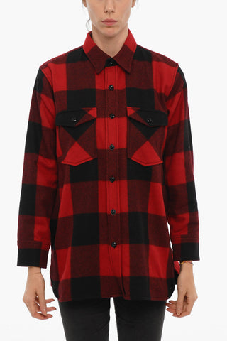 Overshirt in Misto Lana a Quadri Buffalo con Doppio Taschino