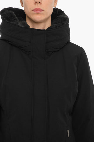 Solid Color BOULDER Down Jacket with Faux Fur