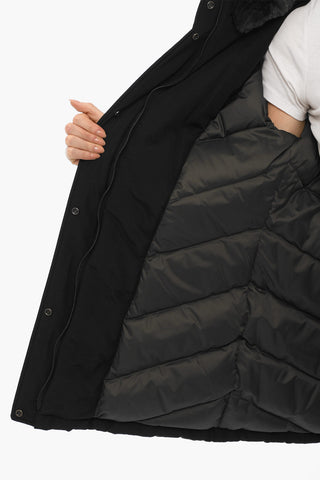 Solid Color BOULDER Down Jacket with Faux Fur