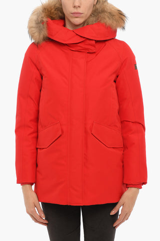 Solid Color SARANAC Down Jacket with Real Fur on the Hood
