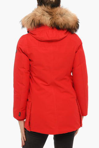 Solid Color SARANAC Down Jacket with Real Fur on the Hood