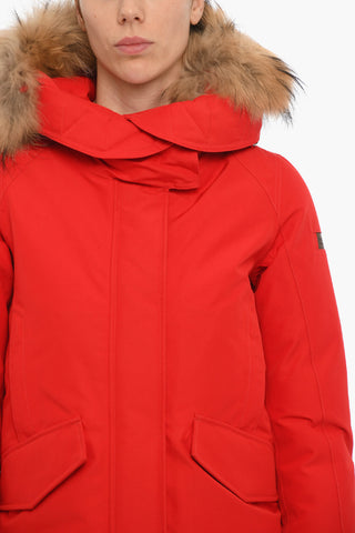 Solid Color SARANAC Down Jacket with Real Fur on the Hood