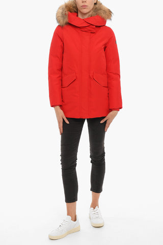 Solid Color SARANAC Down Jacket with Real Fur on the Hood