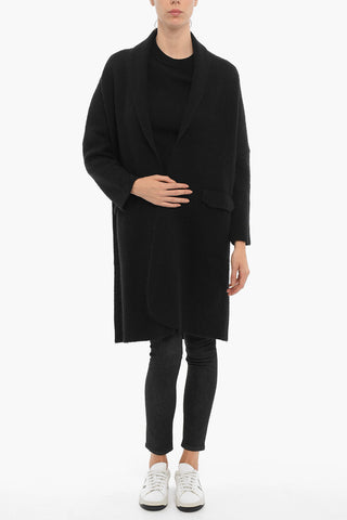 Maxi Cardigan Open Front con Tasche ad Aletta