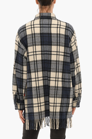 Plaid Overshirt EXPLORER with Double Pocket and Fringed Hem