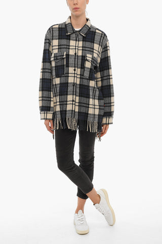 Plaid Overshirt EXPLORER with Double Pocket and Fringed Hem