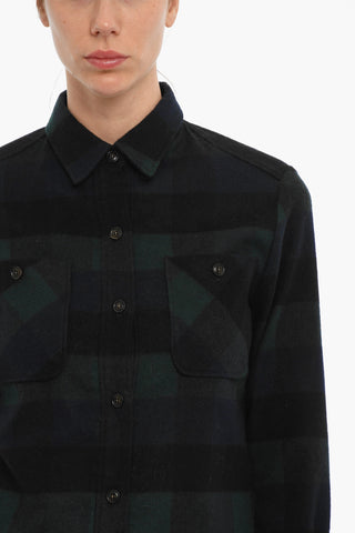 Camicia a Quadri Buffalo in Misto Lana con Doppio Taschino