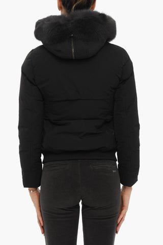 Solid Color Down Jacket with Real Fur Detail