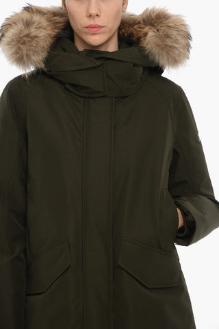 Waterproof ADIRONDACK Down Jacket with Removable Hood and Real Fur Detail