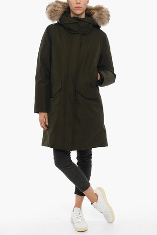 Waterproof ADIRONDACK Down Jacket with Removable Hood and Real Fur Detail