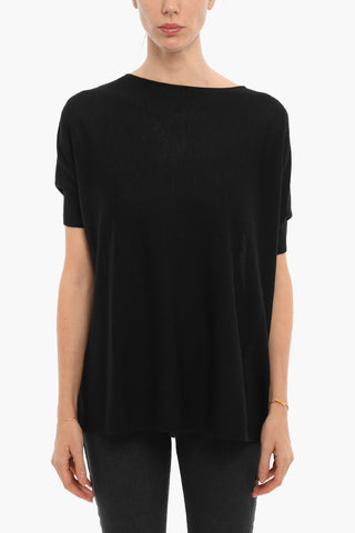 Wool Crew-Neck Sweater with Bat-wing Sleeve