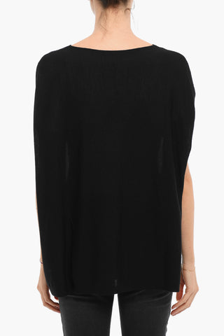 Wool Crew-Neck Sweater with Bat-wing Sleeve