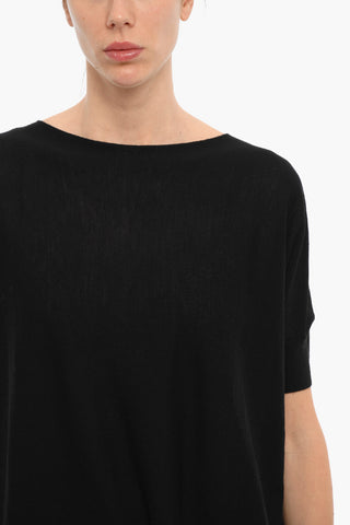 Wool Crew-Neck Sweater with Bat-wing Sleeve