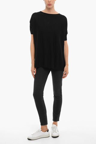 Wool Crew-Neck Sweater with Bat-wing Sleeve