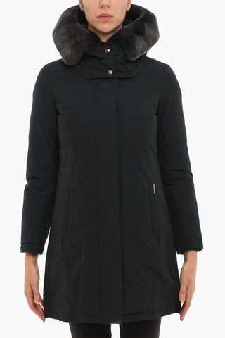 Cotton Blend BOW BRIDGE Down Jacket with Removable Real Fur