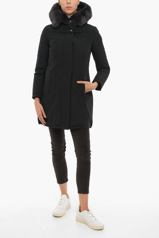 Cotton Blend BOW BRIDGE Down Jacket with Removable Real Fur