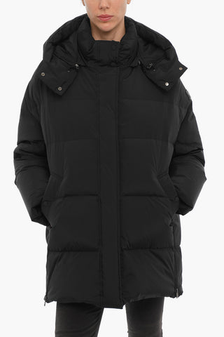 Solid Color AURORA PUFFY Down Jacket with Removable Hood and Hidden Closure