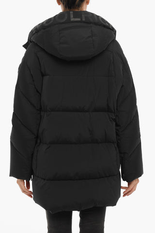 Solid Color AURORA PUFFY Down Jacket with Removable Hood and Hidden Closure