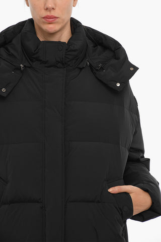 Solid Color AURORA PUFFY Down Jacket with Removable Hood and Hidden Closure