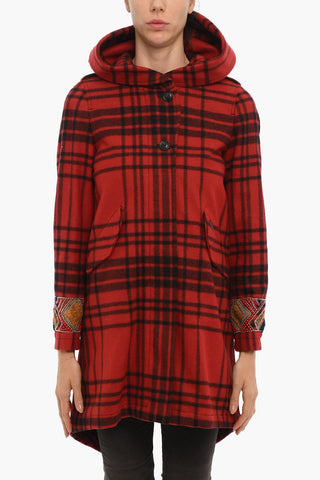 Tartan Checked  HUNTING ESKIMO Coat with Beaded on the Sleeve