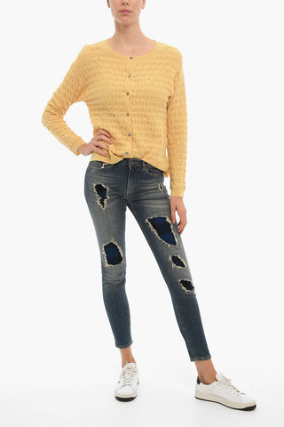 Jeans Distressed MARTEN con Toppe a Quadri 12cm