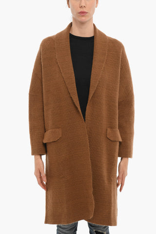 Open Front Maxi Cardigan with Flap Pockets