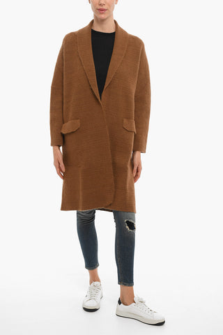 Open Front Maxi Cardigan with Flap Pockets