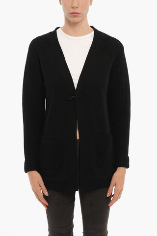 Cardigan Open Front in Misto Lana con Spilla