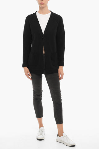 Cardigan Open Front in Misto Lana con Spilla