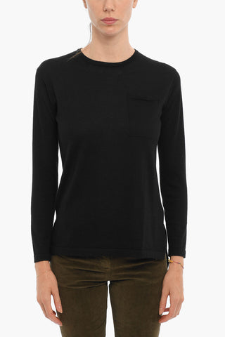 Cashmere and Silk Lightweight Sweater with Breast Pocket