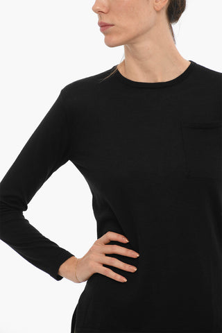 Cashmere and Silk Lightweight Sweater with Breast Pocket
