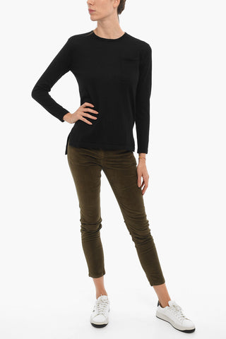 Cashmere and Silk Lightweight Sweater with Breast Pocket