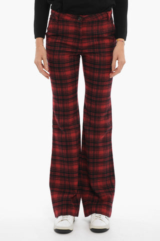 Pantaloni Boot-Cut a Quadri Tartan