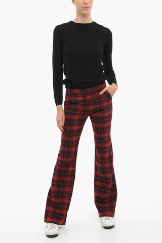 Pantaloni Boot-Cut a Quadri Tartan
